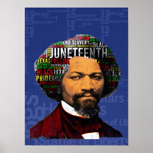 Frederick Douglass c1860s, Juneteenth Word Cloud Poster (Vorne)