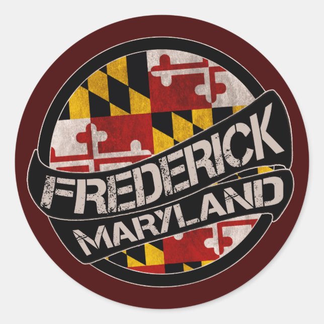 Frederick Maryland Flag Grunge Aufkleber (Vorderseite)