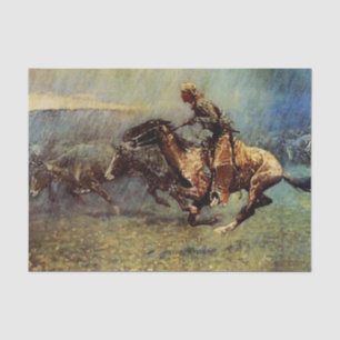 Frederick Remington Western Art "The Stampede" Seidenpapier