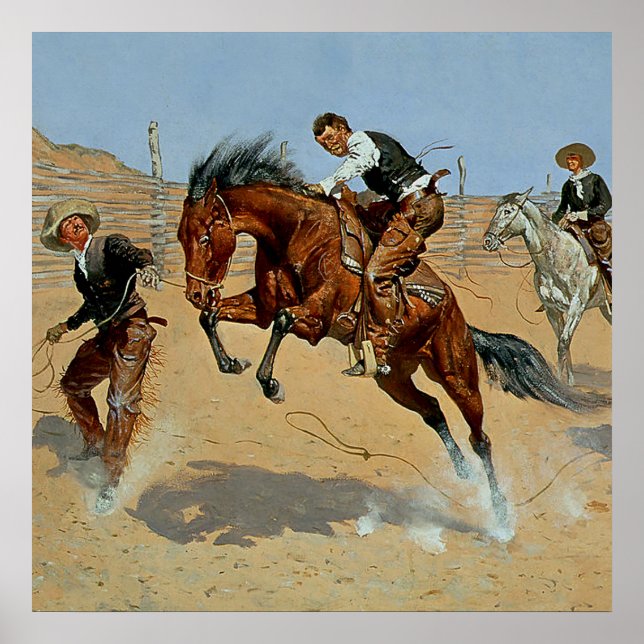 Frederick Remington Western Art "Turn Ihm Loose" Poster (Vorne)