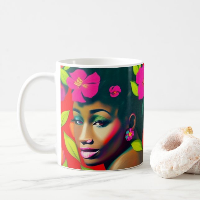 Fredericka Abstrakte Afrikanerin Kaffeetasse (Mit Donut)
