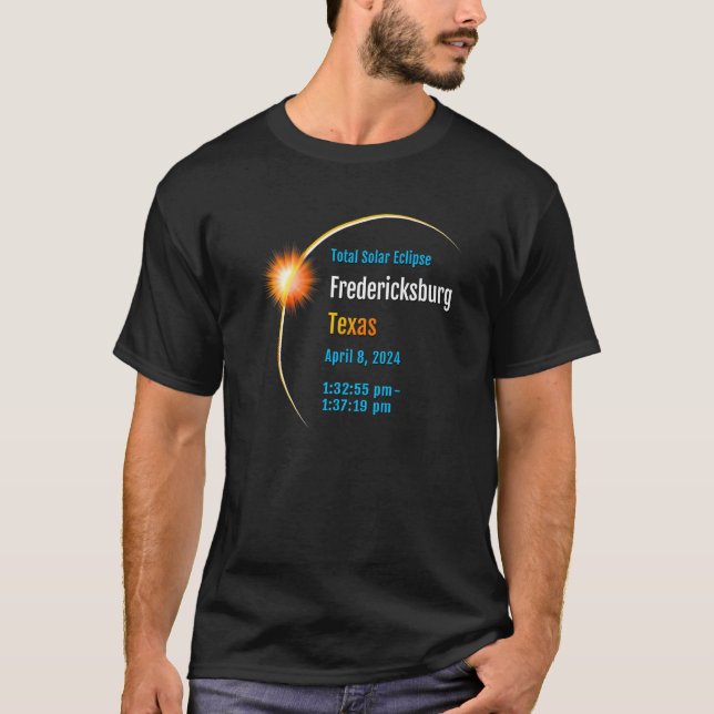 Fredericksburg Texas Tx Total Solar Eclipse 2024 1 T-Shirt (Vorderseite)
