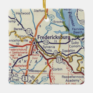 Fredericksburg VA Vintage Karte Keramikornament