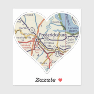 Fredericksburg Virginia Vintage Karte Aufkleber