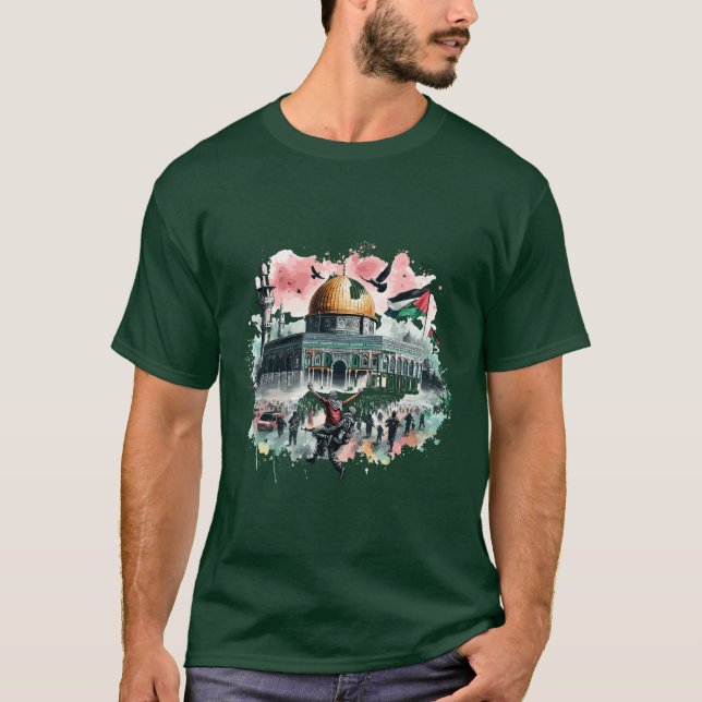 Free Al aqsa Moschee World Sehenswürdigkeit T - Sh T-Shirt (Vorderseite)