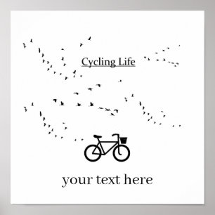 Free as a Bird Cycling Life Schwarz-Weiß-Kunst Poster