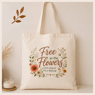 Free as the Flowers Grafik Boho Canvas Tragetasche
