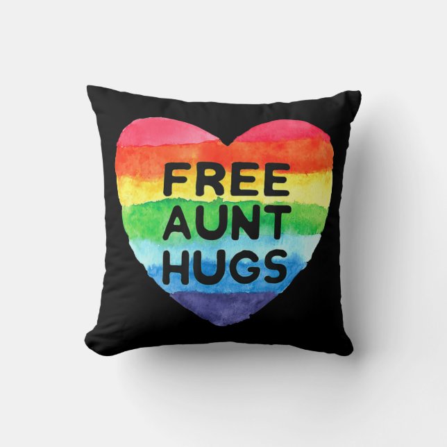 Free Aunt Hugs LGBT Flag Pride Awareness Month Rai Kissen (Vorderseite)