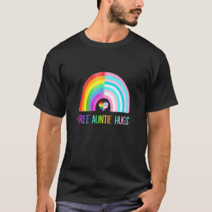 Free Auntie Hugs Gay Pride Lgbtq Lgbt Rainbow Moth T-Shirt