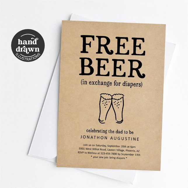 Free Beer Funny Diaper Party Invitation Einladung (Von Creator hochgeladen)