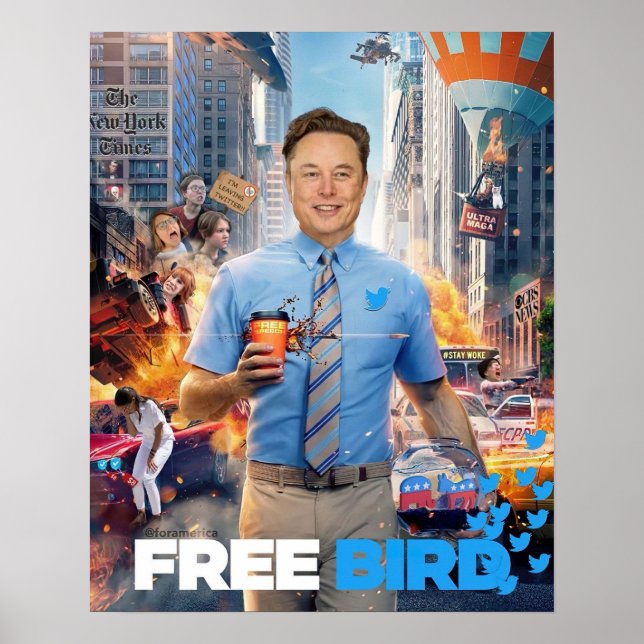 FREE BIRD MEMBER - Elon, Twitter, Free Bird Poster (Vorne)