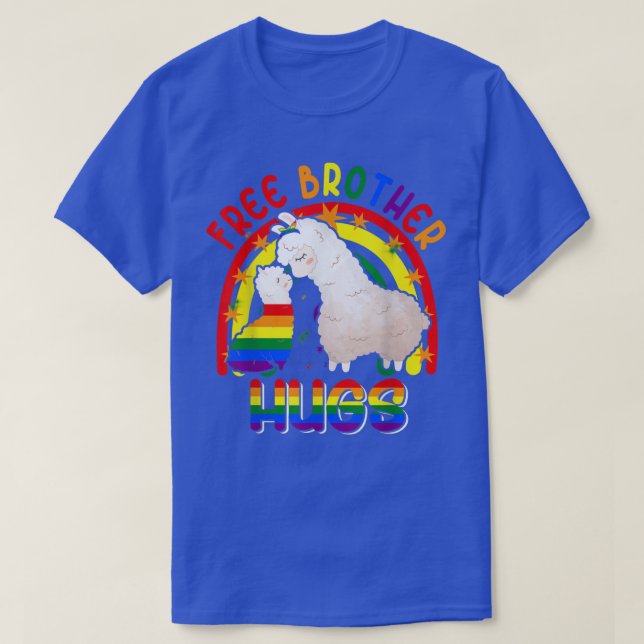 Free Brother Hugs Two Llamas Proud LGBT Rainbow Fa T-Shirt (Design vorne)