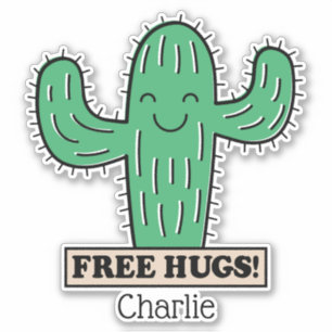 Free Cactus Hugs individuelle Name Aufkleber