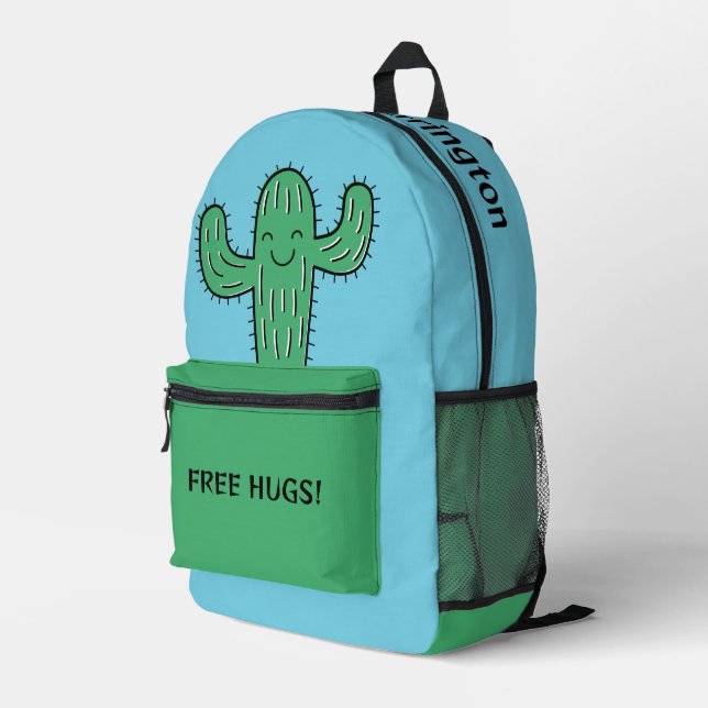 Free Cactus Hugs individuelle Name & Color Bedruckter Rucksack (Rückseitige Ecke Rechts)