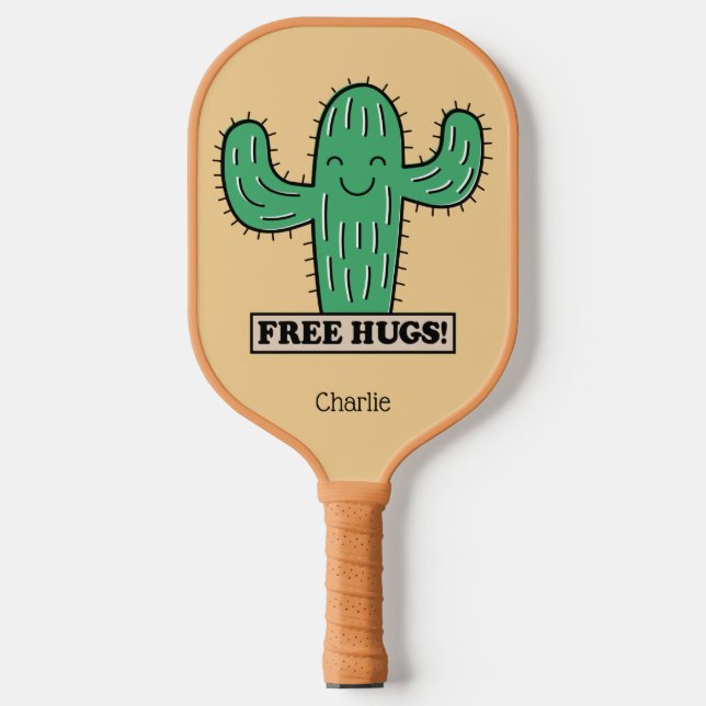 Free Cactus Hugs individuelle Name Pickleball Schläger (Vorderseite)