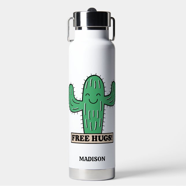 Free Cactus Hugs individuelle Name Trinkflasche (Vorderseite)
