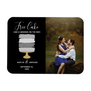Free Cake Funny Modern Foto Hochzeit retten das Da Magnet