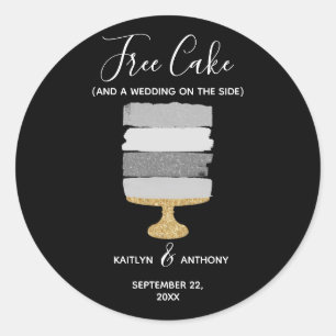 Free Cake Funny Modern Foto Hochzeit retten das Da Runder Aufkleber