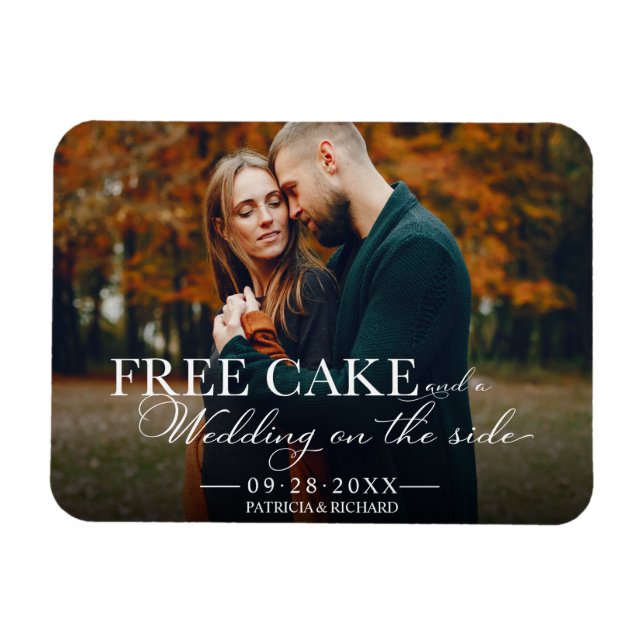 Free Cake Funny Wedding Save the Date Foto Magnet (Horizontal)