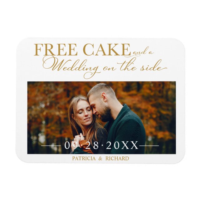 Free Cake Funny Wedding Save the Date Foto Magnet (Horizontal)