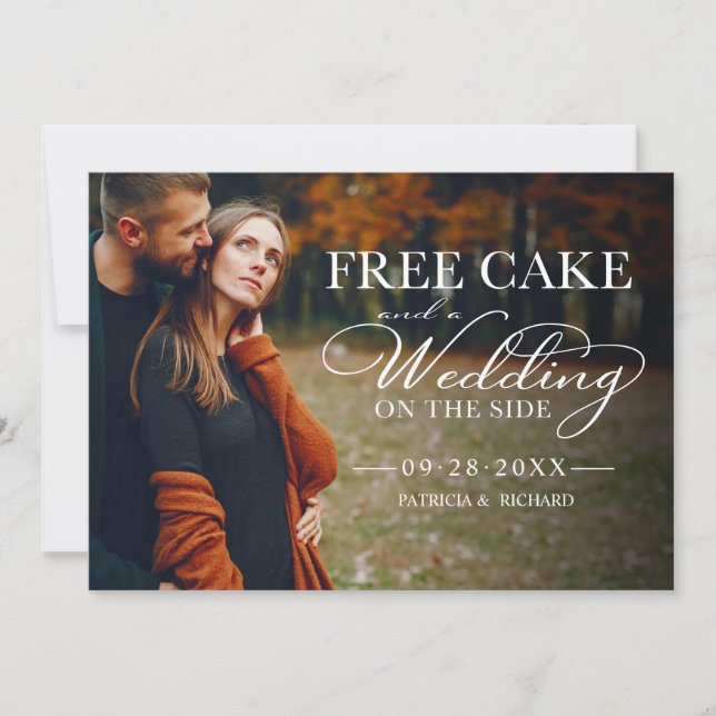 Free Cake Funny Wedding Save the Date Volles Foto  Einladung (Vorderseite)
