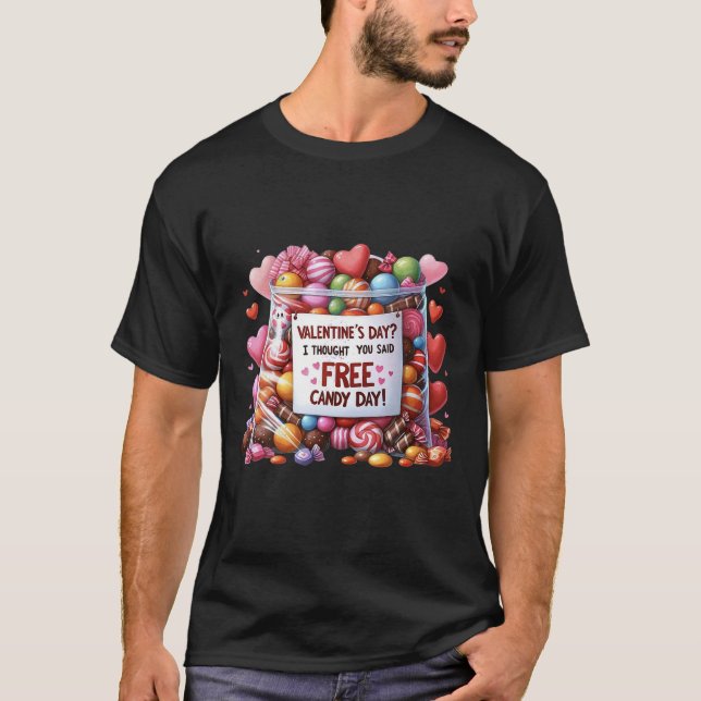 Free Candy Funny Valentine's Day Wasserfarbe Stil T-Shirt (Vorderseite)