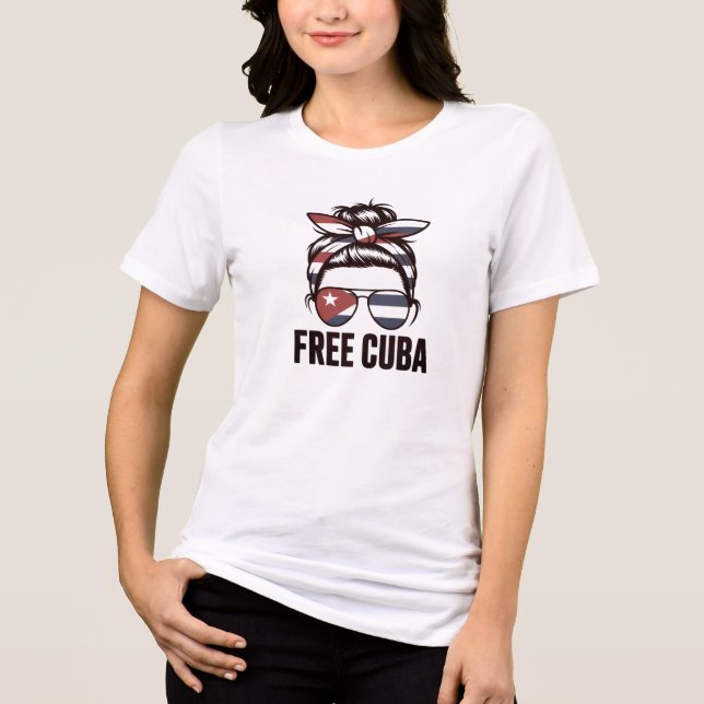 Free Cuba – Cuban Freedom Protest Woman  Tri-Blend Shirt (Vorderseite)
