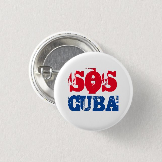 Free Cuba SOS Kuba Rot Blau Button (Vorne & Hinten)
