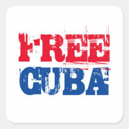 Free Cuba SOS Kuba Rot Blau Quadratischer Aufkleber