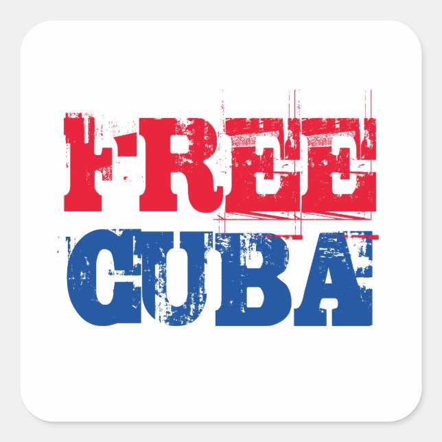 Free Cuba SOS Kuba Rot Blau Quadratischer Aufkleber (Vorderseite)