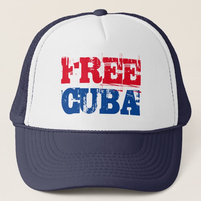 Free Cuba SOS Kuba Rot Blau Truckerkappe (Vorderseite)