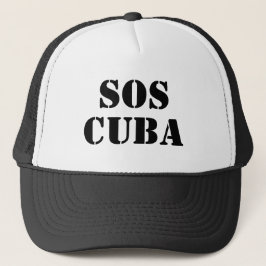 Free Cuba SOS Kuba Schwarzweiß Truckerkappe