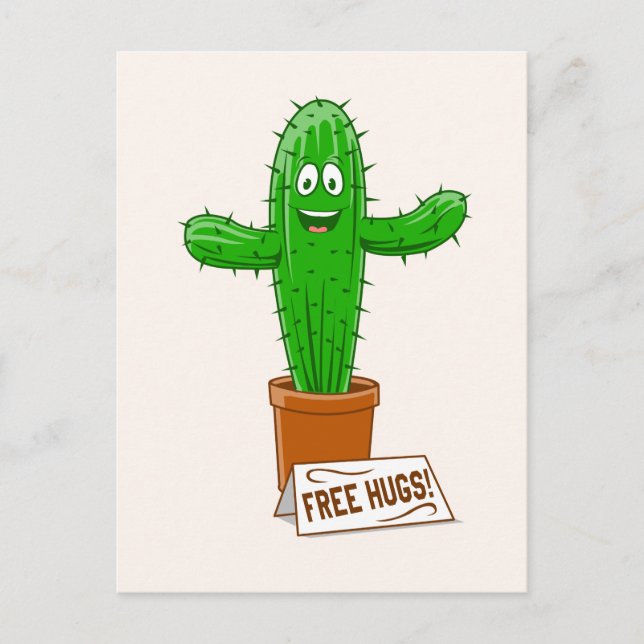 Free Cuctus Hugs Funny Postkarte (Vorderseite)