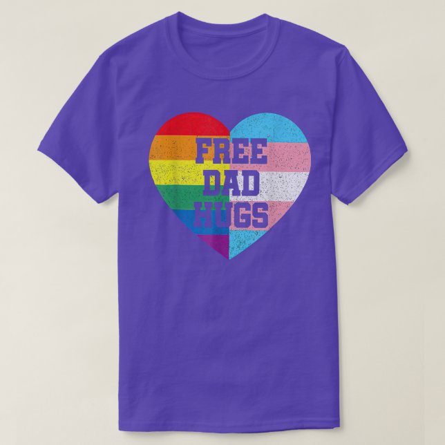 Free Dad Hugs LGBT Pride Awarenes Month Parades Ra T-Shirt (Design vorne)