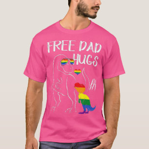 Free Dad Hugs LGBT Pride Dad Dinosaur Rex  Gift  T-Shirt
