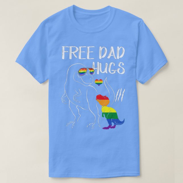 Free Dad Hugs LGBT Pride Dad Dinosaur Rex  Gift  T-Shirt (Design vorne)