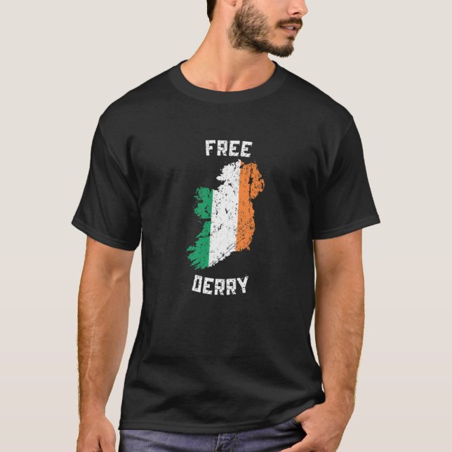 Free Derry Ireland Map T-Shirt (Vorderseite)