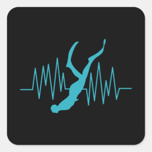 Free Dive Heartbeat Freediver Free Diving Apnea Quadratischer Aufkleber