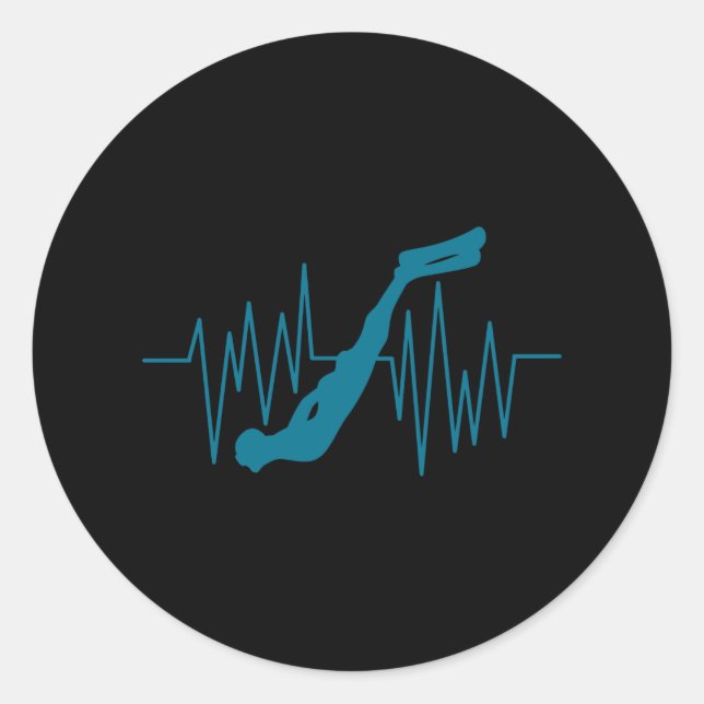 Free Dive Heartbeat Freediver Free Diving Apnea Runder Aufkleber (Vorderseite)