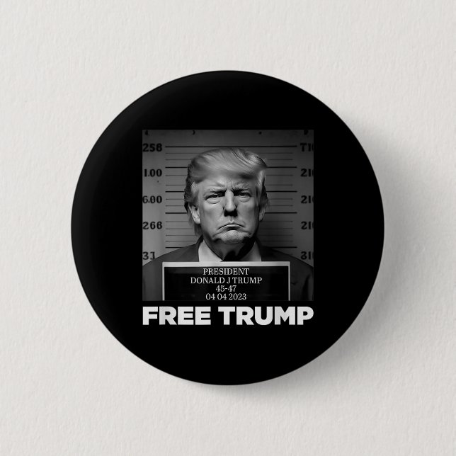 Free Donald Trump Mugshot Button (Vorderseite)