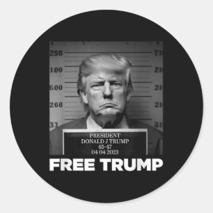 Free Donald Trump Mugshot Runder Aufkleber