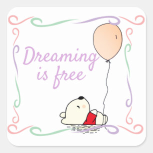 Free Dreams Bär mit Balloons Quadratischer Aufkleber