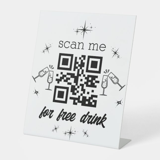 Free Drink qr Code stilvoll chic Sockelschild (Vorderseite)