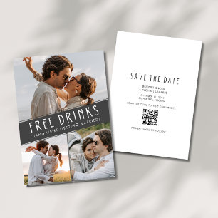 Free Drinks 3 Foto QR Code Hochzeit Save The Date