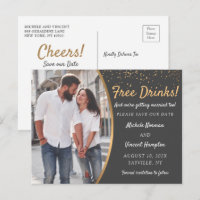 Free Drinks Black Gold Foto Save the Date Lässig