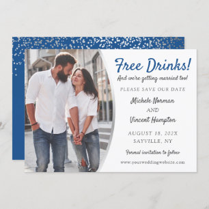 Free Drinks Blue Silver Foto Save the Date Lässig