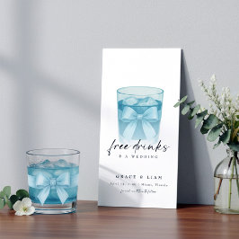 Free Drinks Modern Bow Glass Trendy Bookmark Save The Date