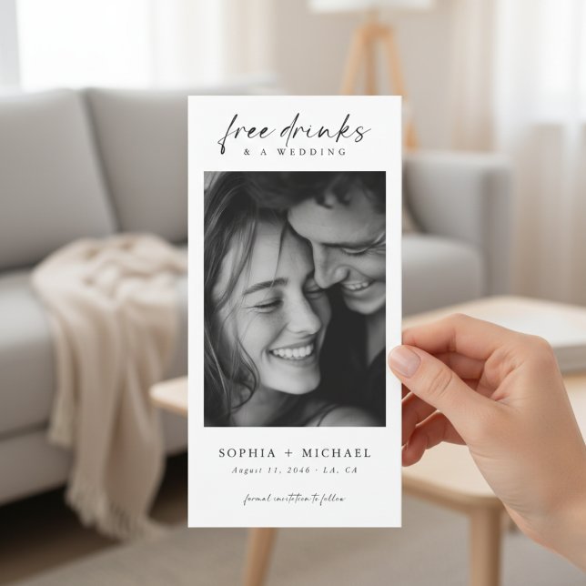 Free Drinks Modern Romantic Photo Wedding Save The Date (Von Creator hochgeladen)