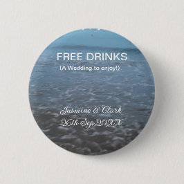 Free drinks save the date beach wedding add name  button