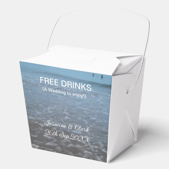 Free drinks save the date beach wedding add name  geschenkschachtel (Vorderseite)